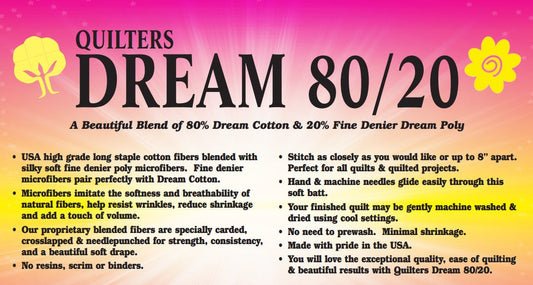Quilters Dream 80/20 Mid-Loft Batting Roll NATURAL